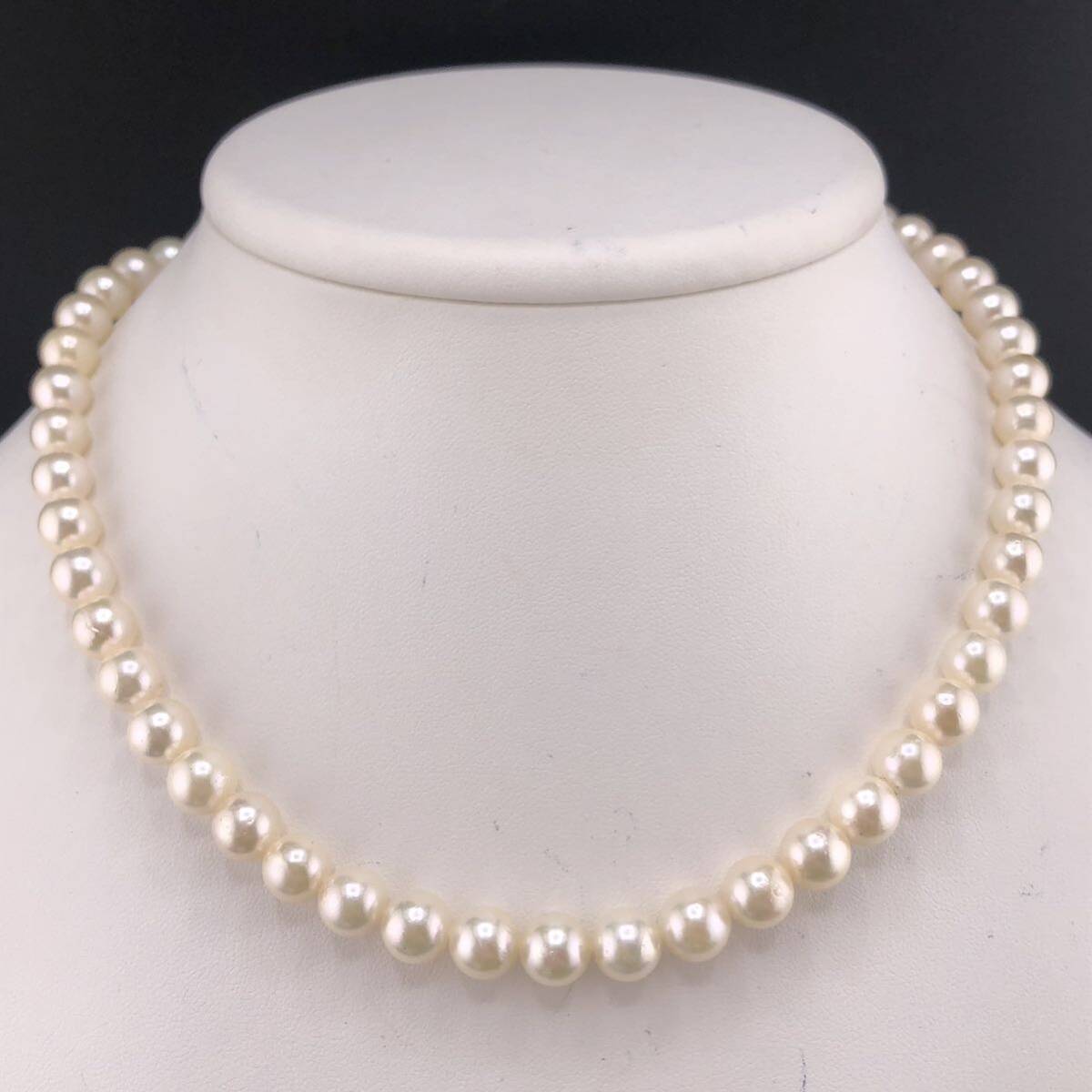 E03-6135 アコヤパールネックレス 7.0mm~7.5mm 40cm 37.6g ( アコヤ真珠 Pearl necklace SILVER )の画像1