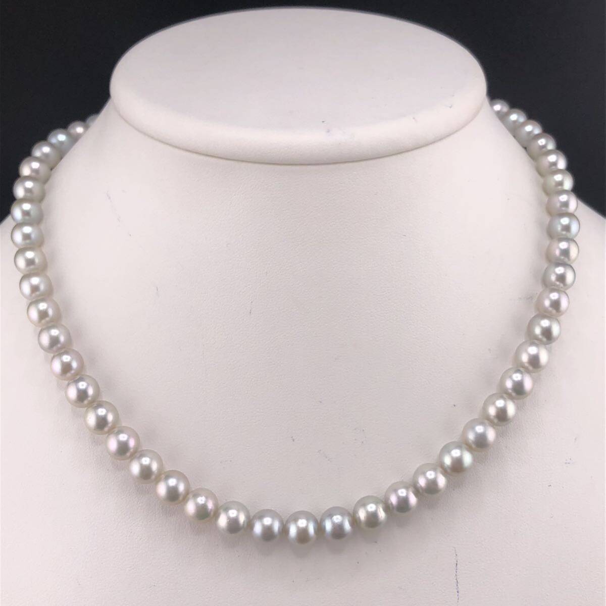 E03-6236 アコヤパールネックレス 7.0mm~7.5mm 41cm 33.8g ( アコヤ真珠 Pearl necklace SILVER )の画像1