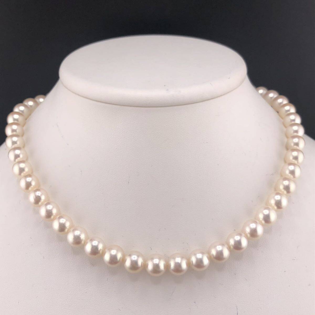 E03-9250 アコヤパールネックレス 8.5mm~9.0mm 41cm 46.8g ( アコヤ真珠 Pearl necklace SILVER )の画像1