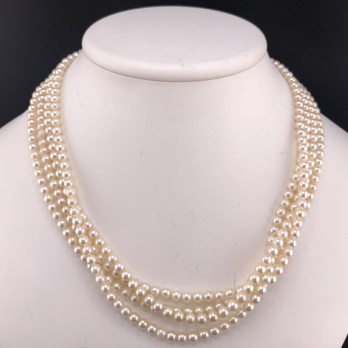 E04-1030 アコヤロングベビーパールネックレス 4.5mm~5.0mm 約 186cm 63.2g ( アコヤ真珠 ベビー ロング Pearl necklace SILVER )の画像1