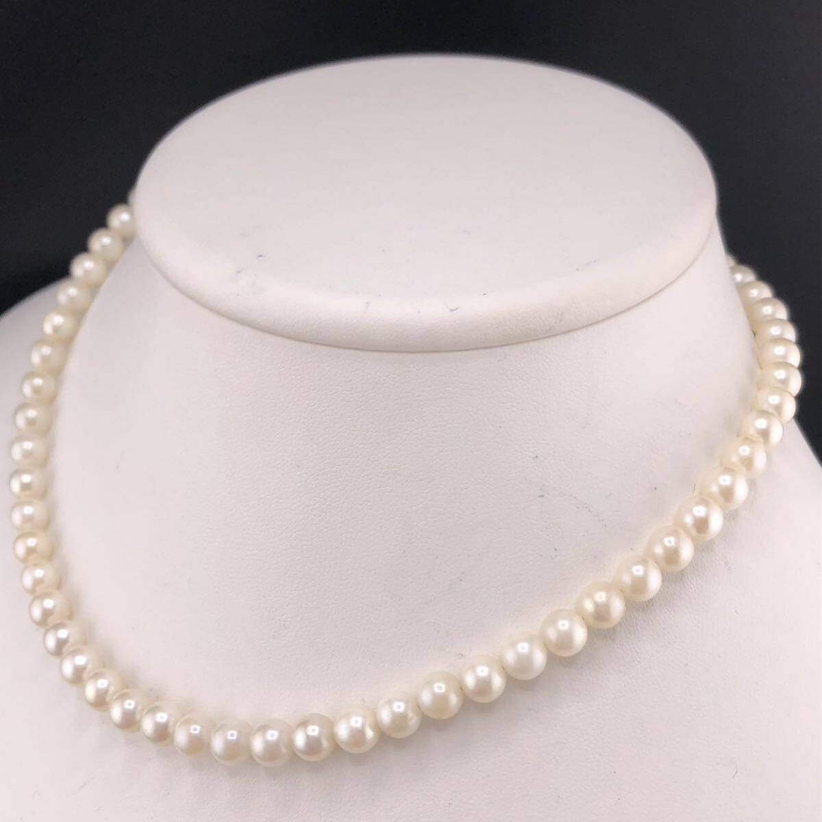 E04-3687 アコヤパールネックレス 6.0mm~6.5mm 37cm 22.7g ( アコヤ真珠 Pearl necklace SILVER )_画像2