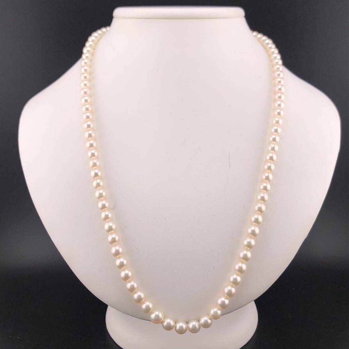 P04-0019 アコヤパールネックレス 6.5mm~7.0mm 59cm 39.6g ( アコヤ真珠 Pearl necklace SILVER )の画像1