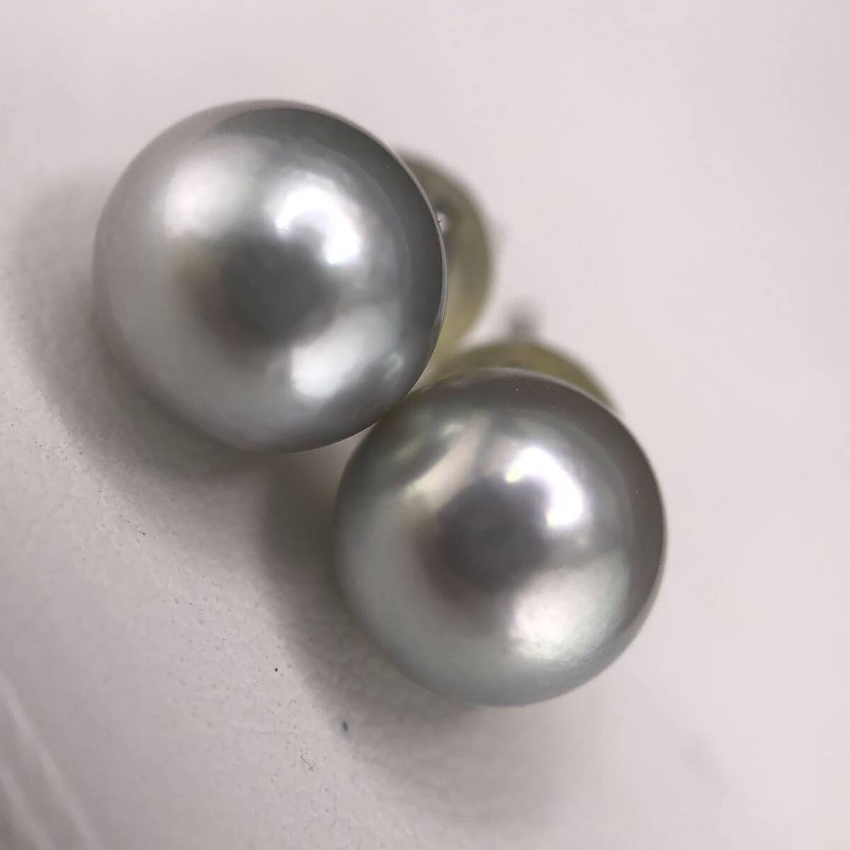 P04-0031 アコヤパールネックレス＆ピアス 7.5mm~8.0mm 40cm 36.6g 7.8mm 1.7g K18WG ( アコヤ真珠 Pearl SILVER )の画像5