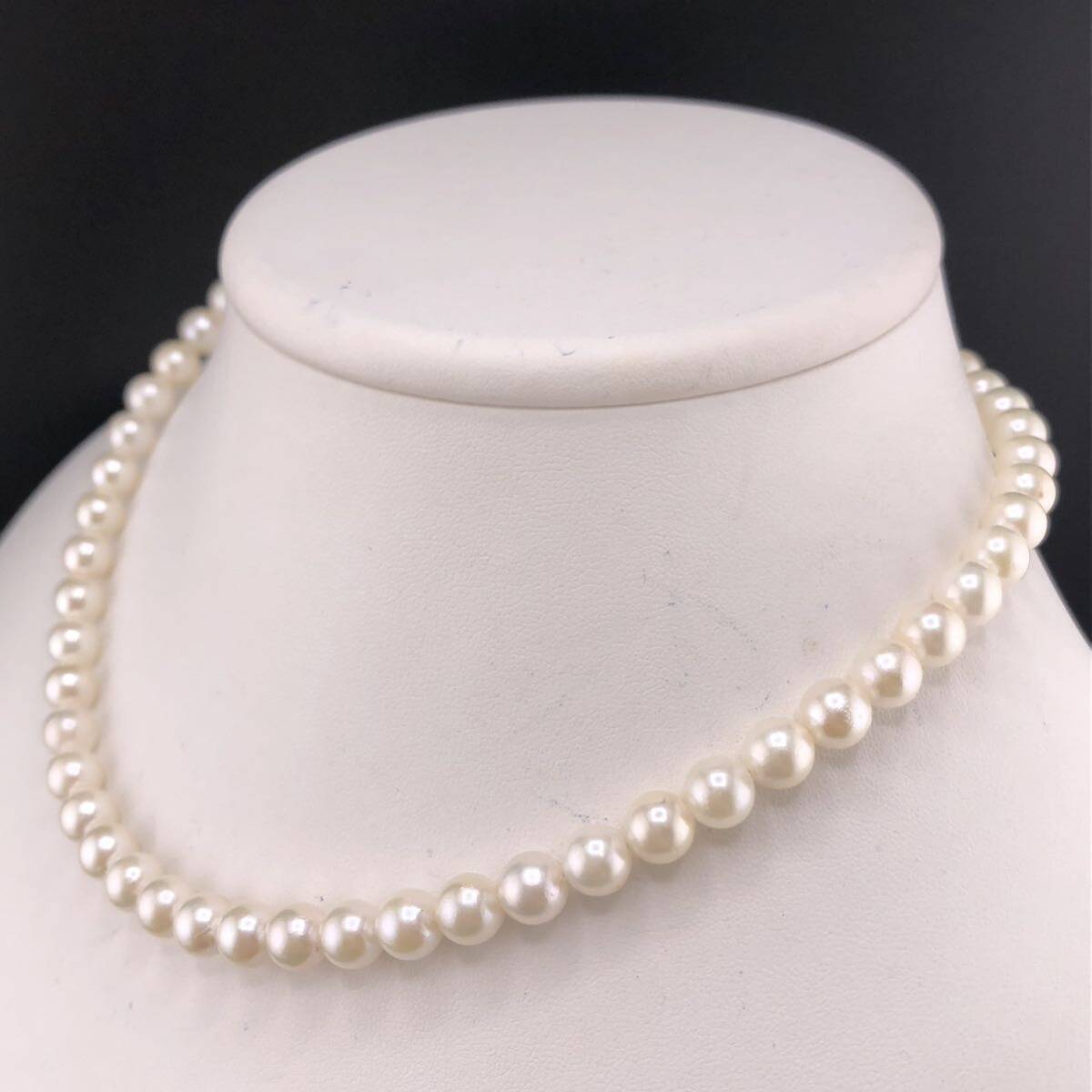 E04-4036☆ アコヤパールネックレス 7.0mm 39cm 32.2g ( アコヤ真珠 Pearl necklace SILVER )_画像2