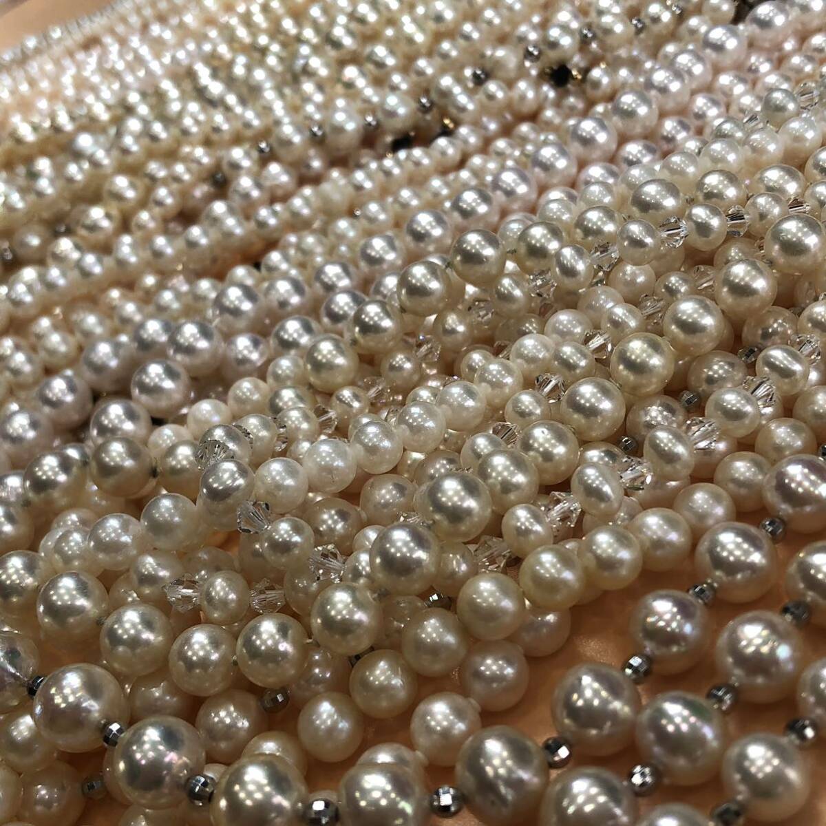 P04-0037 【おまとめ☆36本】天然パールネックレス 総重量約1022g ( アコヤ真珠 Pearl necklace 淡水 ベビー 変形 accessory jewelry )の画像2
