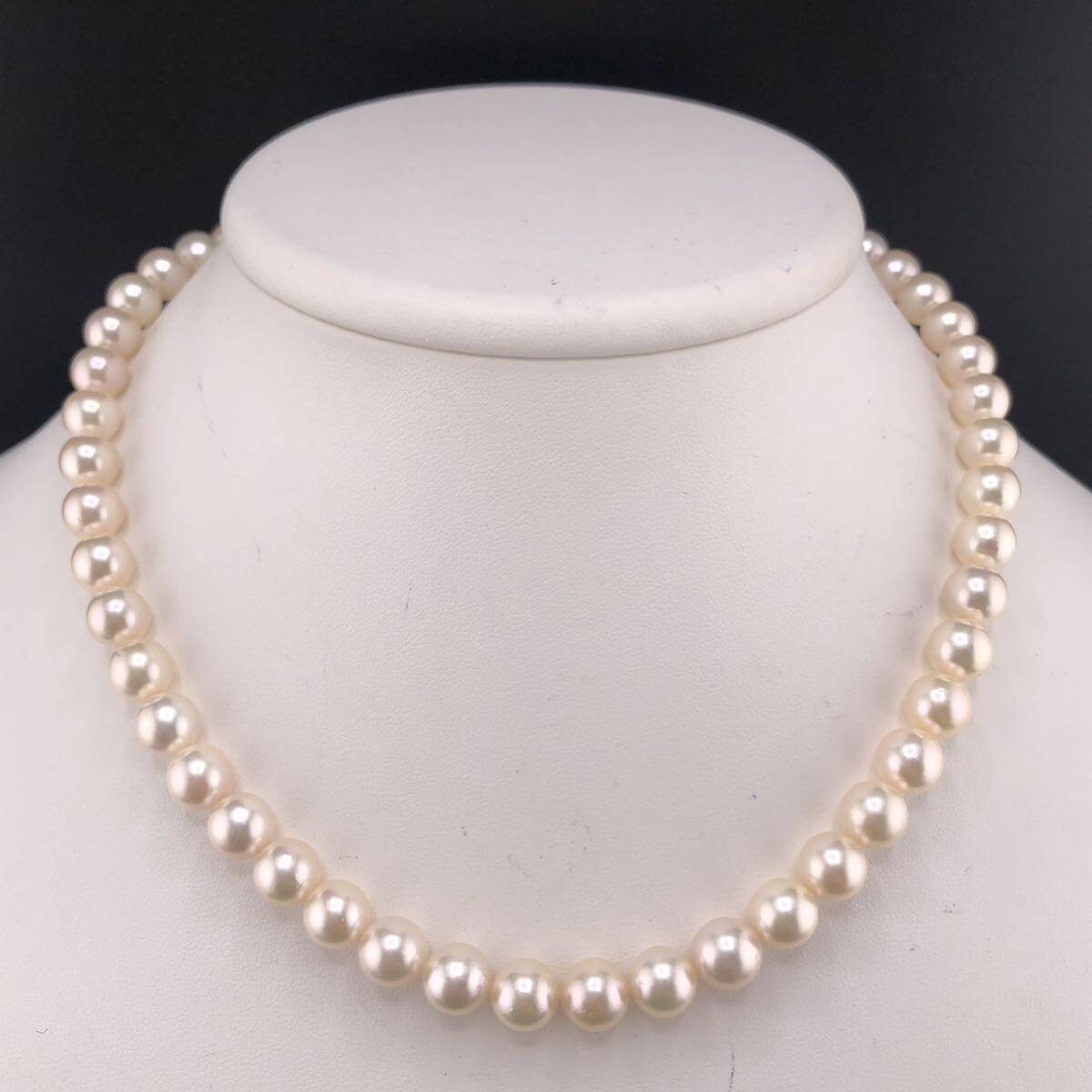 E04-4679 アコヤパールネックレス 8.0mm~8.5mm 41cm 43.1g ( アコヤ真珠 Pearl necklace SILVER )の画像1