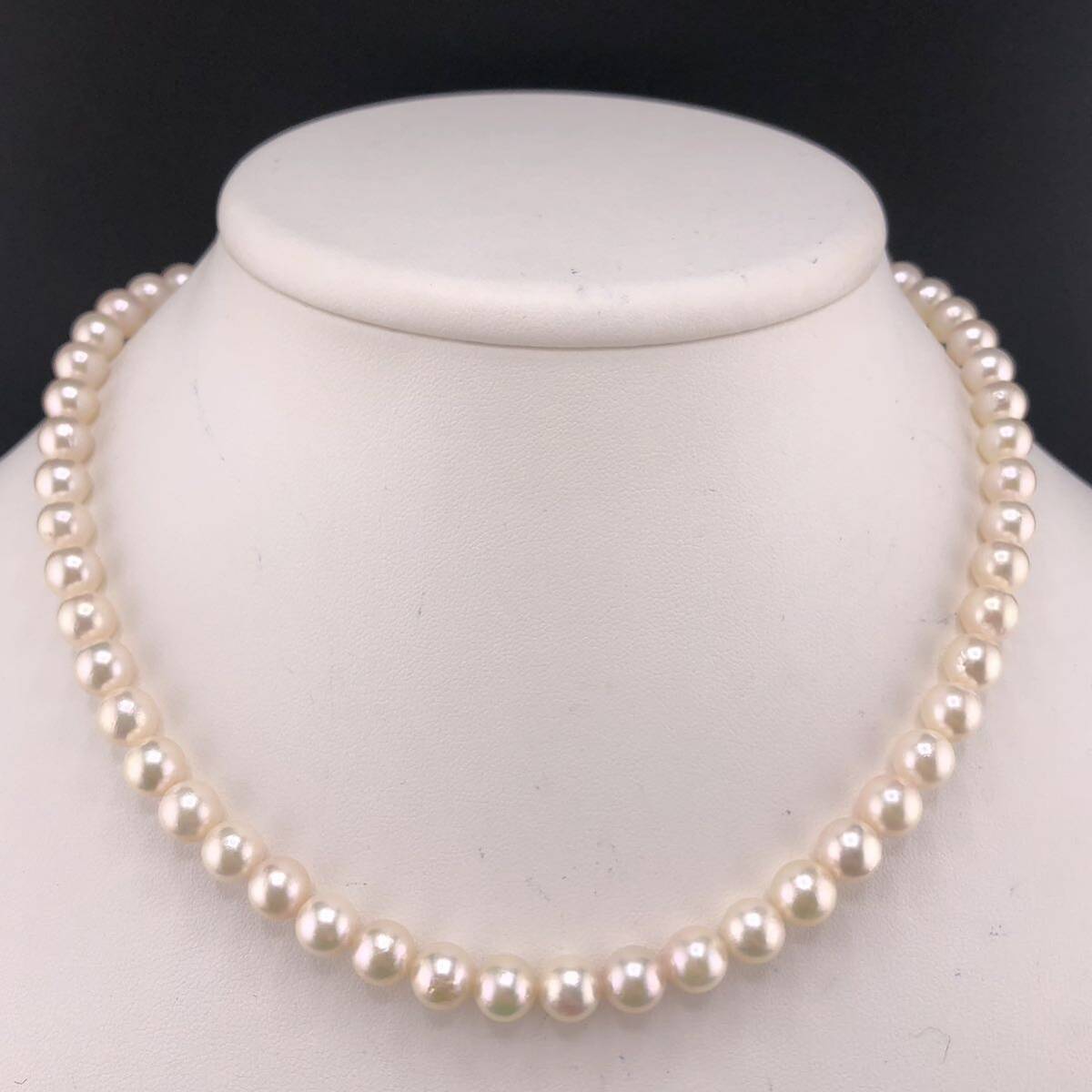 E04-4504☆ アコヤパールネックレス 7.0mm 40cm 32.9g ( アコヤ真珠 Pearl necklace SILVER )の画像1