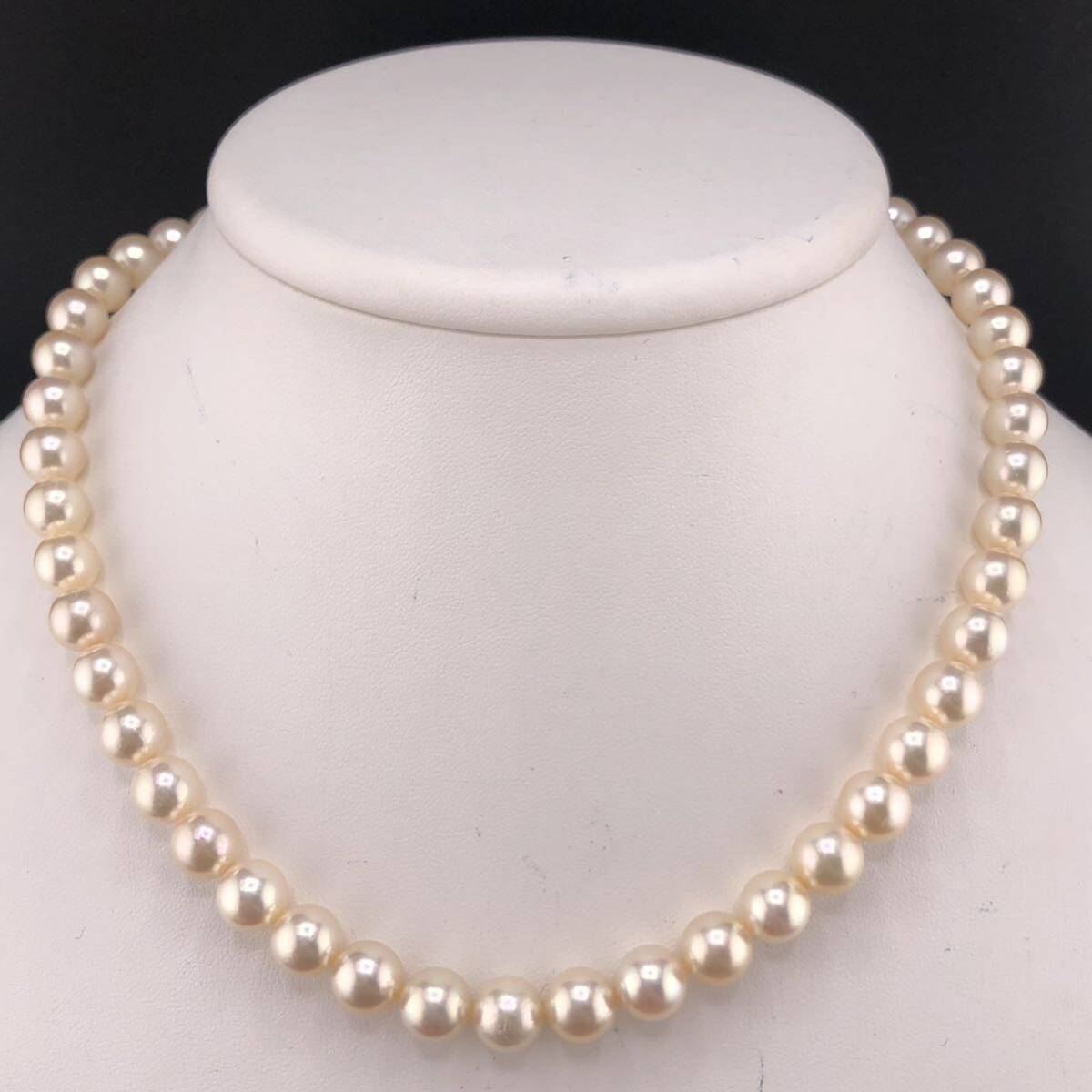 E04-1545☆ アコヤパールネックレス 8.0mm~8.5mm 41cm 43g ( アコヤ真珠 Pearl necklace SILVER )の画像1