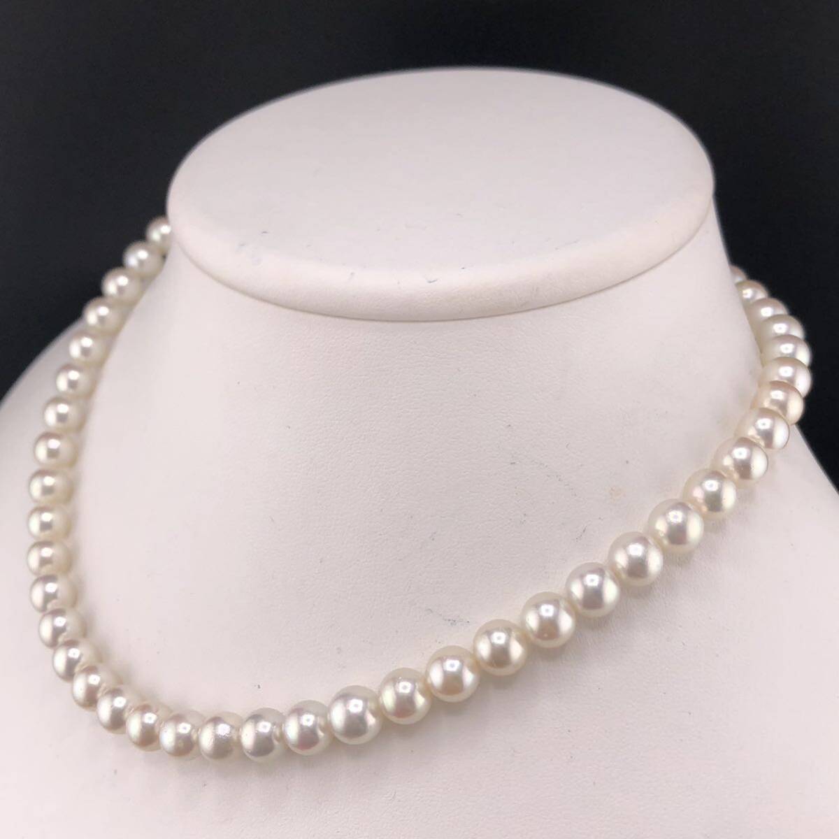 E04-6375 K18☆アコヤパールネックレス 7.5mm~8.0mm 41cm 34.9g ( アコヤ真珠 Pearl necklace SILVER )の画像2