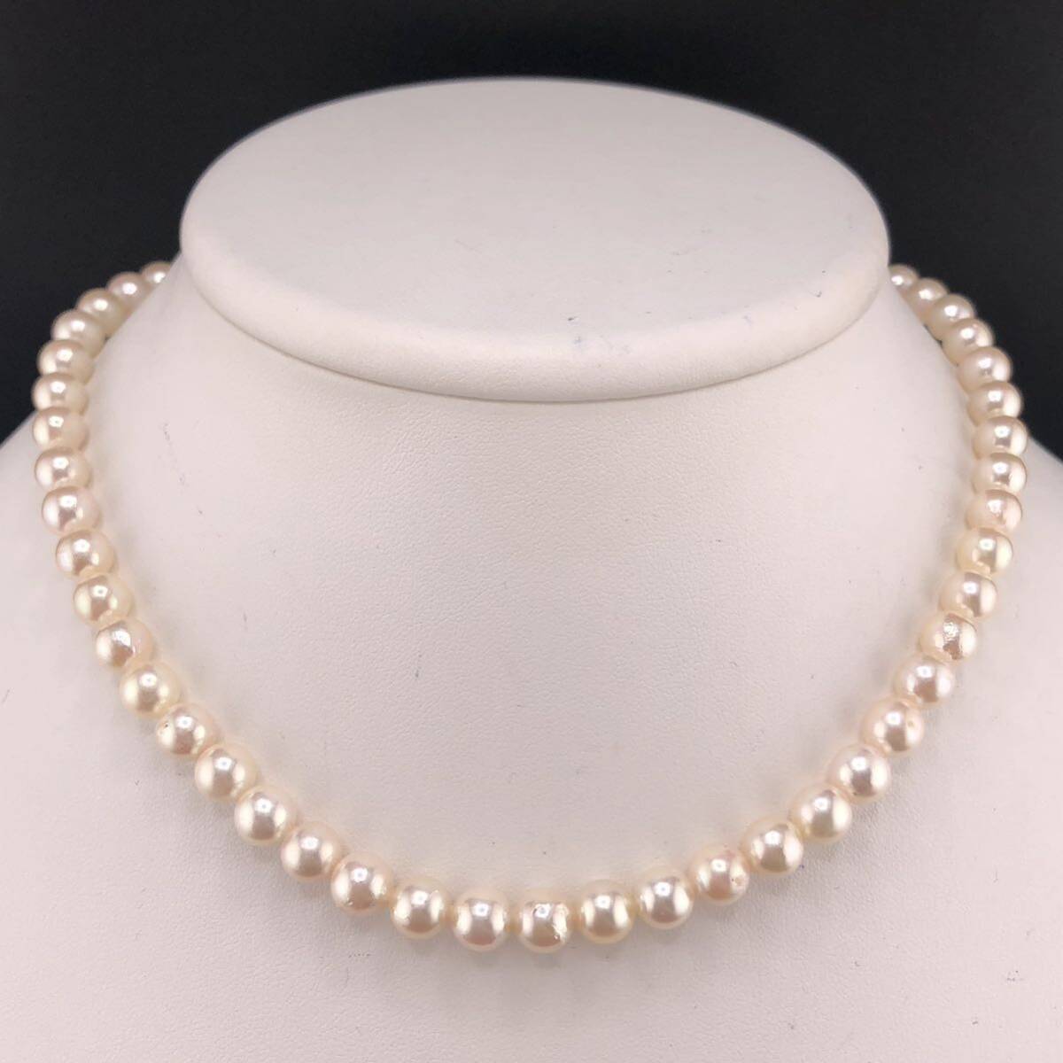 E04-5519 アコヤパールネックレス 6.5mm~7.0mm 38cm 26.5g ( アコヤ真珠 Pearl necklace SILVER )の画像1