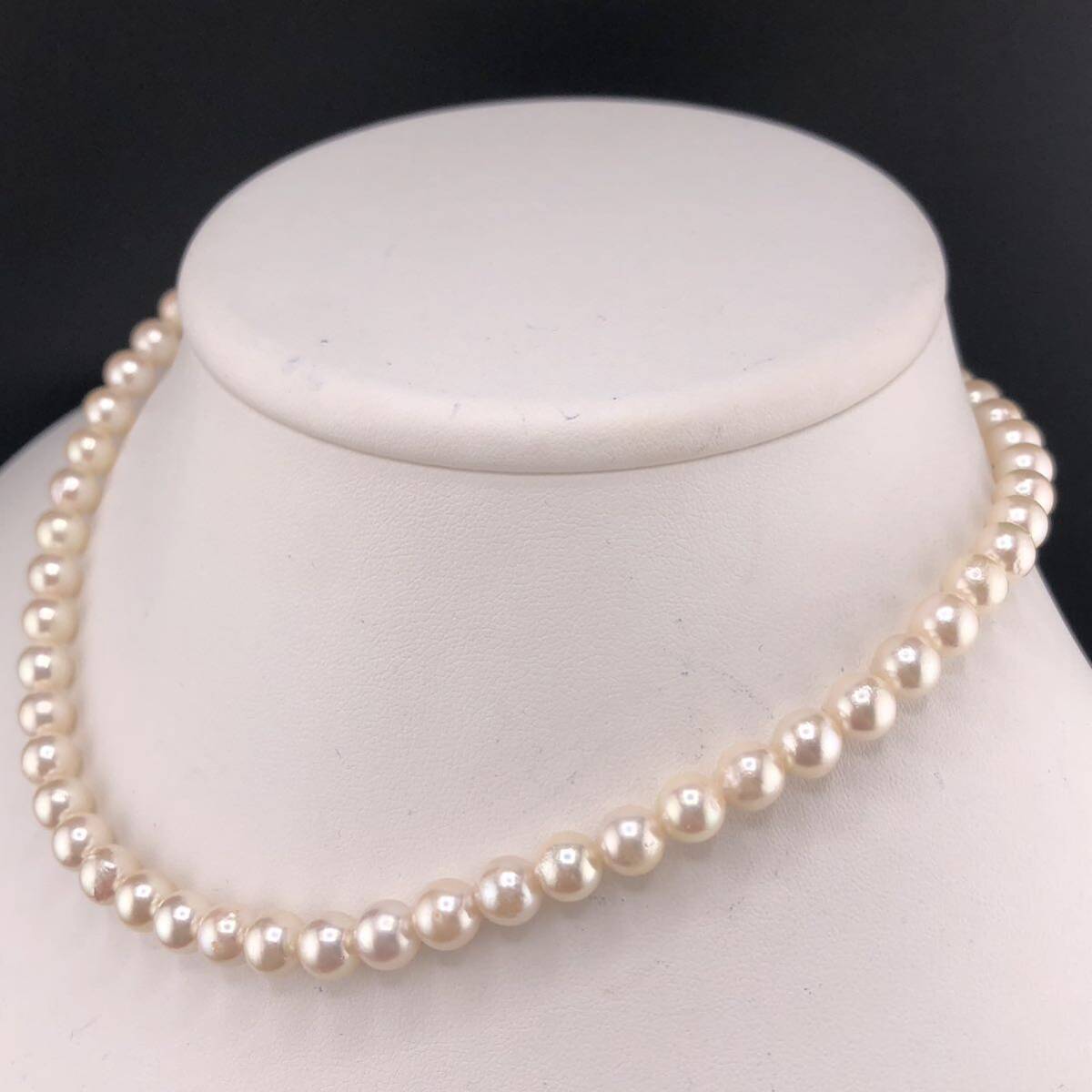 E04-5519 アコヤパールネックレス 6.5mm~7.0mm 38cm 26.5g ( アコヤ真珠 Pearl necklace SILVER )の画像2