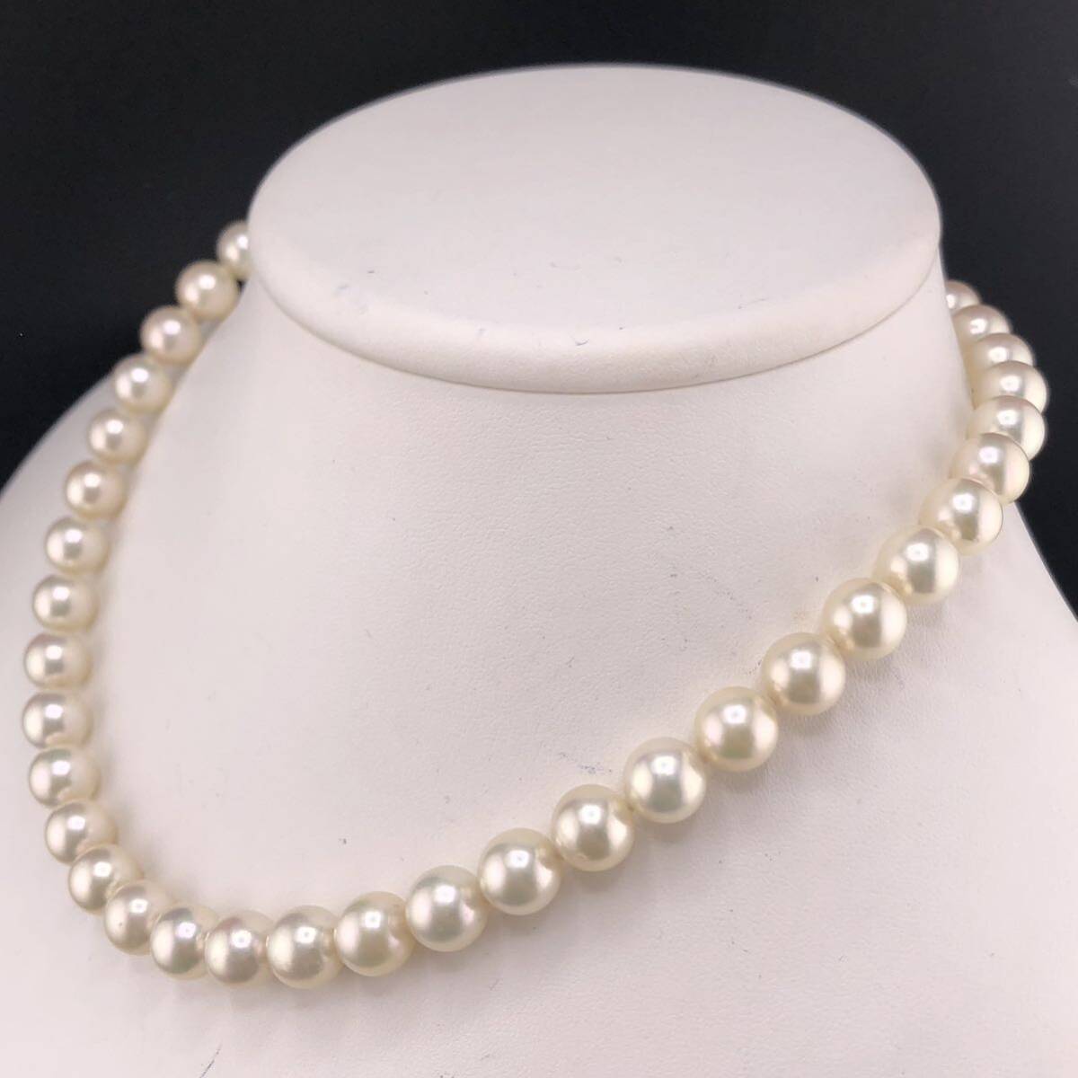 E04-5742 大玉☆アコヤパールネックレス 9.0mm~9.5mm 40cm 53g ( アコヤ真珠 Pearl necklace K14WG )の画像2