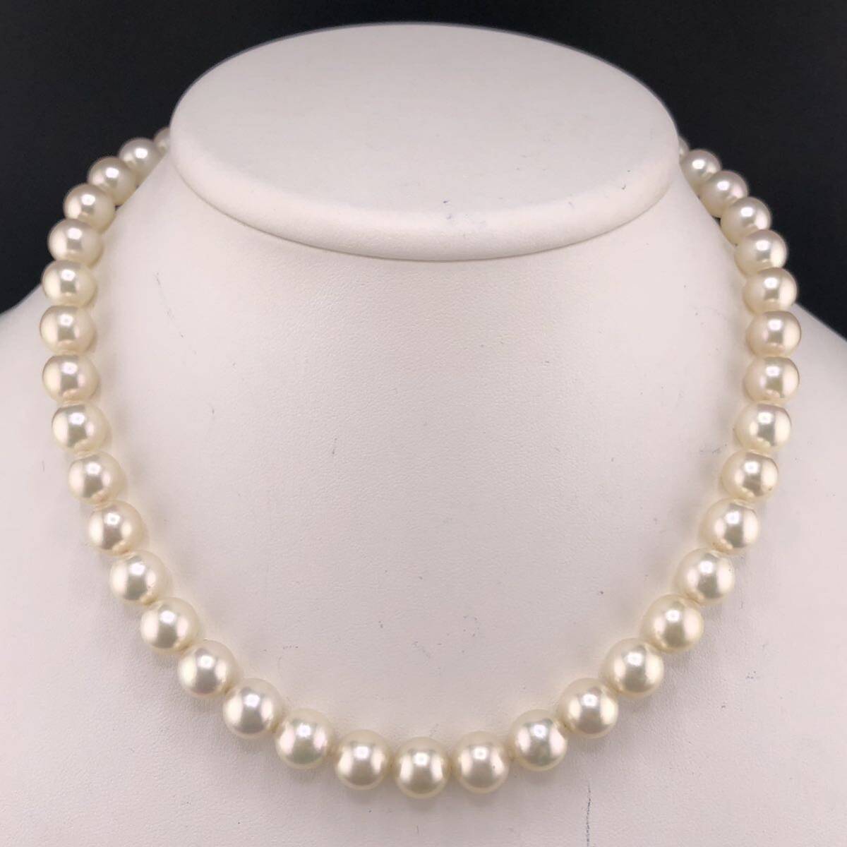E04-5742 大玉☆アコヤパールネックレス 9.0mm~9.5mm 40cm 53g ( アコヤ真珠 Pearl necklace K14WG )の画像1