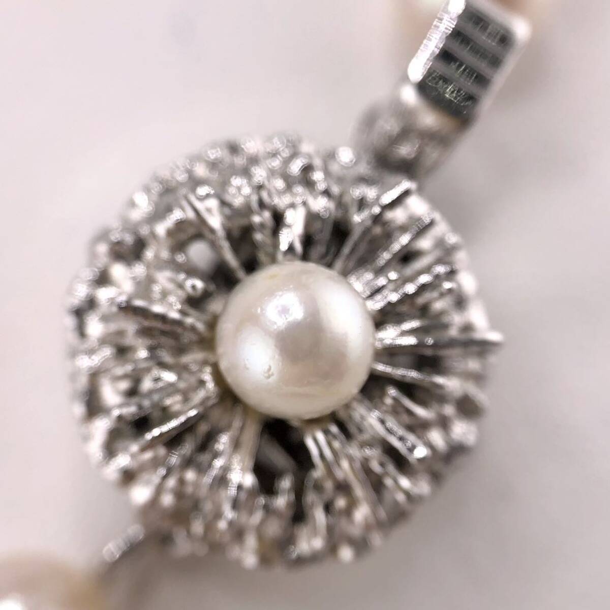 E04-6164 アコヤパールネックレス 6.0mm~6.5mm 41cm 25.7g ( アコヤ真珠 Pearl necklace SILVER )の画像3