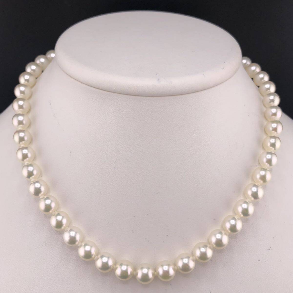 E04-6178 鑑別書付き☆アコヤパールネックレス 8.0mm~8.5mm 40cm 39.8g ( アコヤ真珠 Pearl necklace SILVER オーロラ jewelry )の画像1
