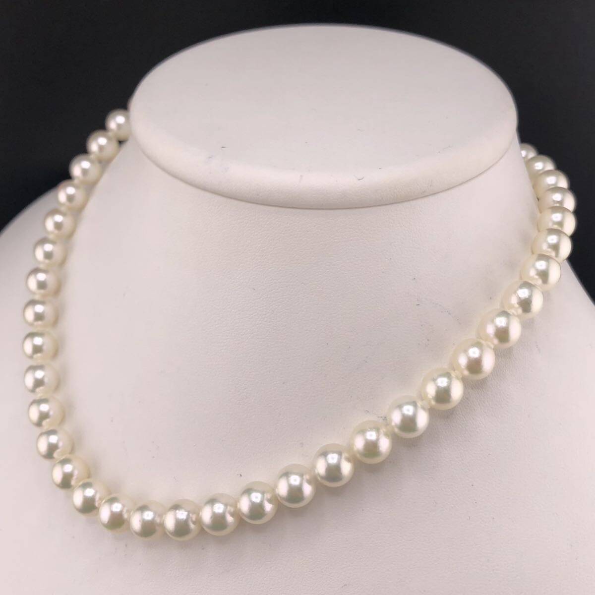 E04-6178 鑑別書付き☆アコヤパールネックレス 8.0mm~8.5mm 40cm 39.8g ( アコヤ真珠 Pearl necklace SILVER オーロラ jewelry )の画像2