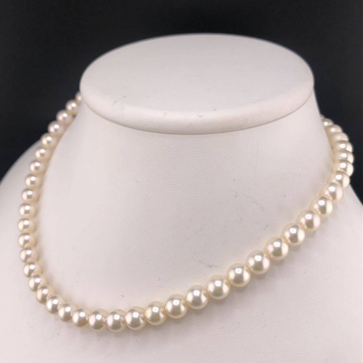 E04-7130 アコヤパールネックレス 7.0mm~7.5mm 40cm 33.3g ( アコヤ真珠 Pearl necklace SILVER )の画像2