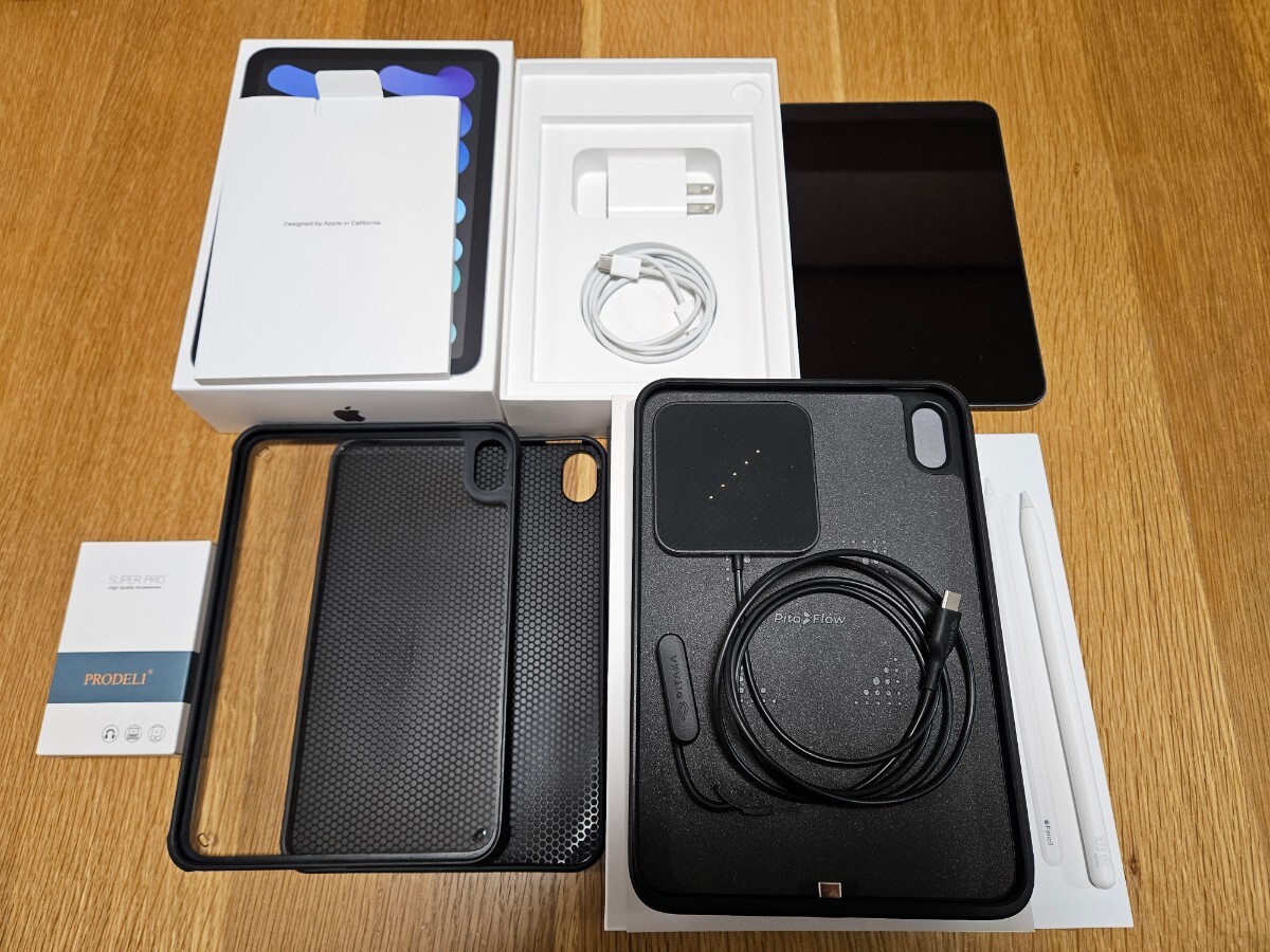 iPad mini 6 256GB Wi-Fi+Cellular スペースグレイ Apple Pencil 第2世代 PITAKA MagEZ Case Pro 他ケース2個 カメラレンズフィルム 美品