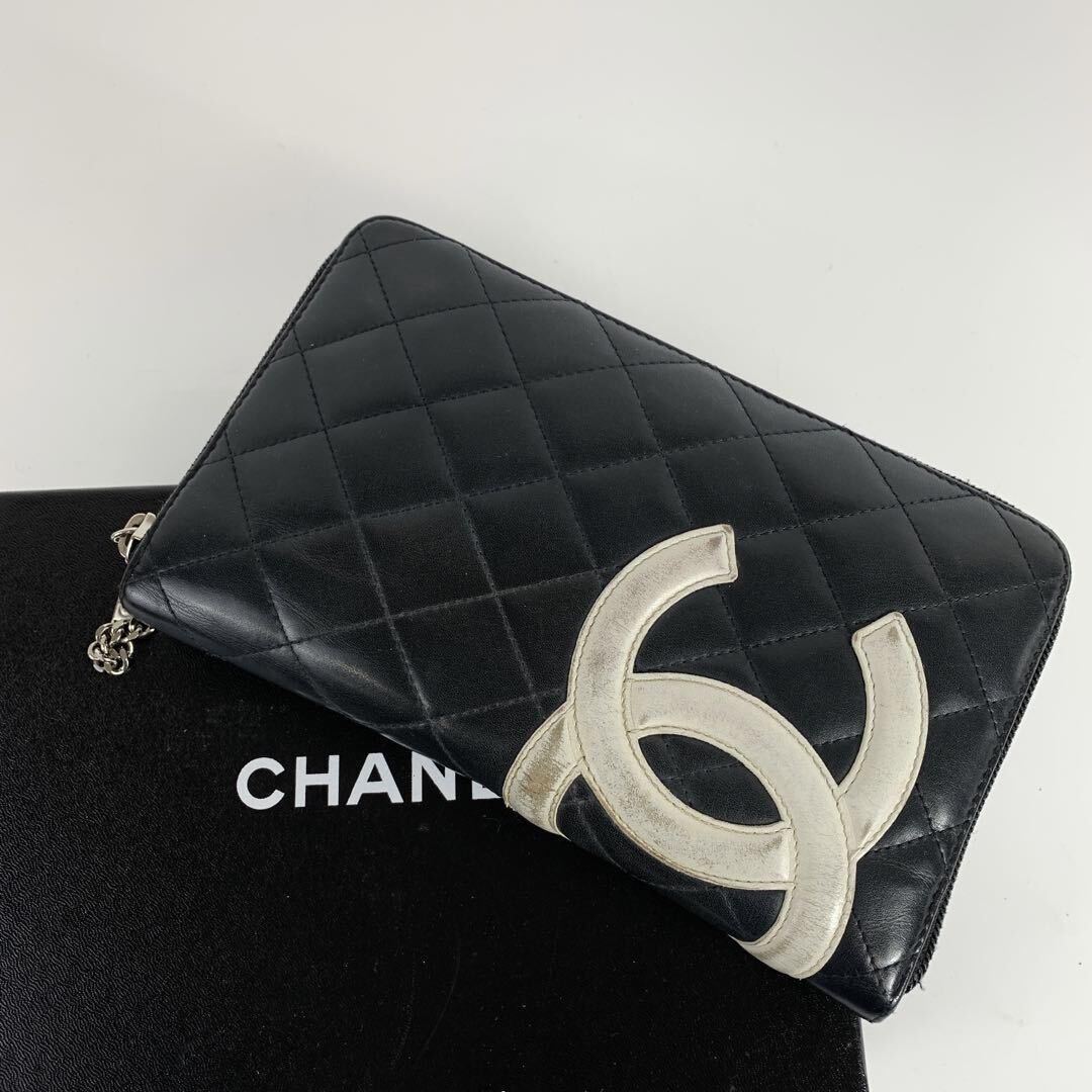 CHANEL シャネル カンボンライン ココマーク 長財布 ブラック ブランド レディース ラウンドファスナー ウォレット 黒 正規品 送料無料_画像1