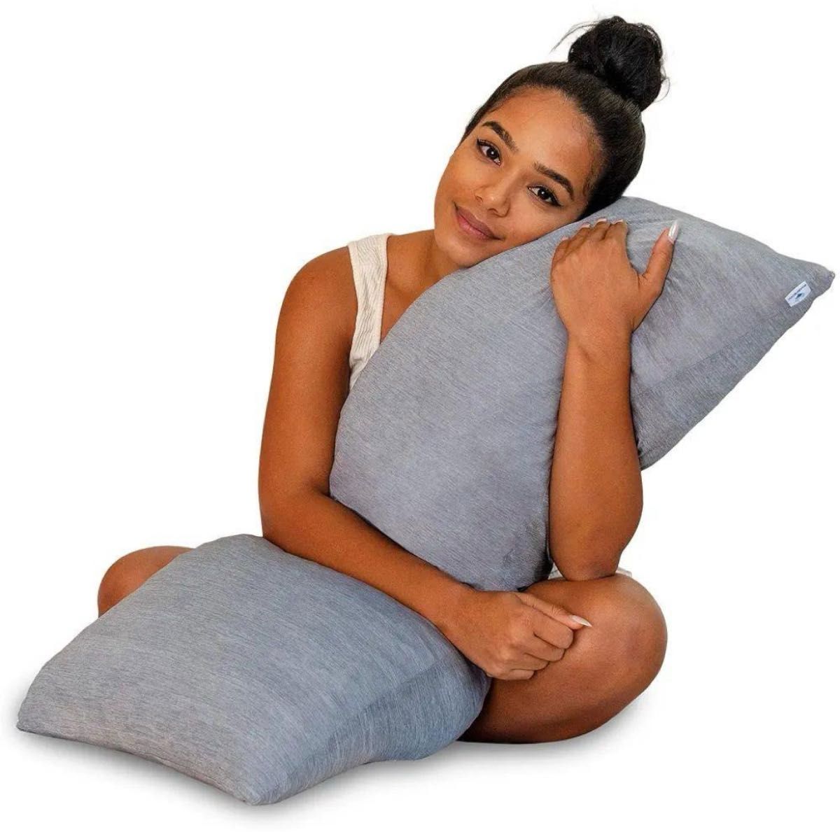 抱き枕 妊娠枕 細断メモリーフォーム枕  ダークグレー 冷却カバー 快眠 睡眠