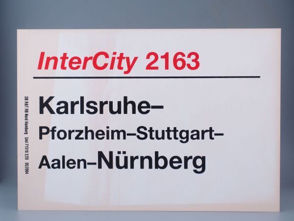 DB ドイツ国鉄 サボ IC インターシティ 2163号 Karlsruhe - Nurnbergの画像2