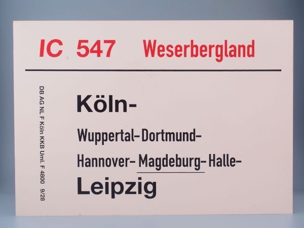 DB ドイツ国鉄 サボ IC インターシティ 547 Waserbergland Koln - Leipzigの画像2