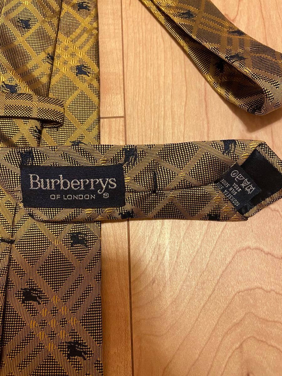 BURBERRYS バーバリーズ ブランド ネクタイ ノバチェック ホースマーク シルク メンズ　ハイブランド 美品　ゴールド系