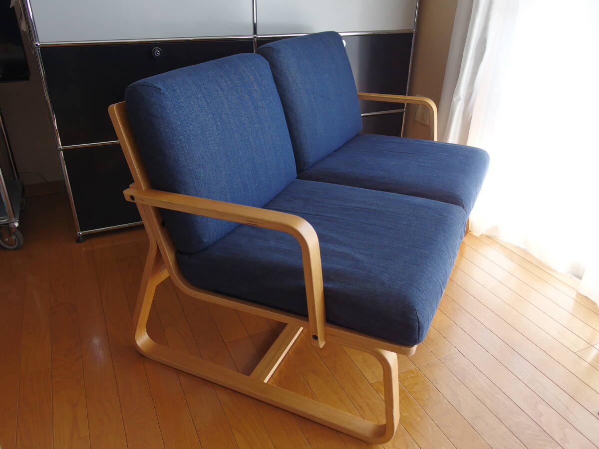 ①* Muji Ryohin living also dining also .... sofa chair / arm attaching Denim 2 legs set! deep . direct person muji