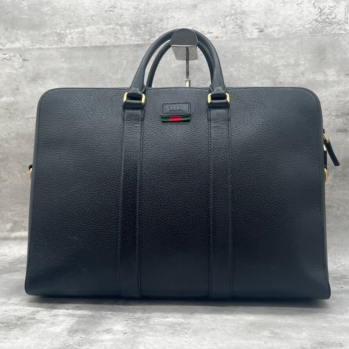 1 иен ~[ не использовался класс ] Gucci GUCCI ручная сумочка сумка на плечо портфель 2way Sherry линия черный чёрный мужской большая вместимость A4 возможно 