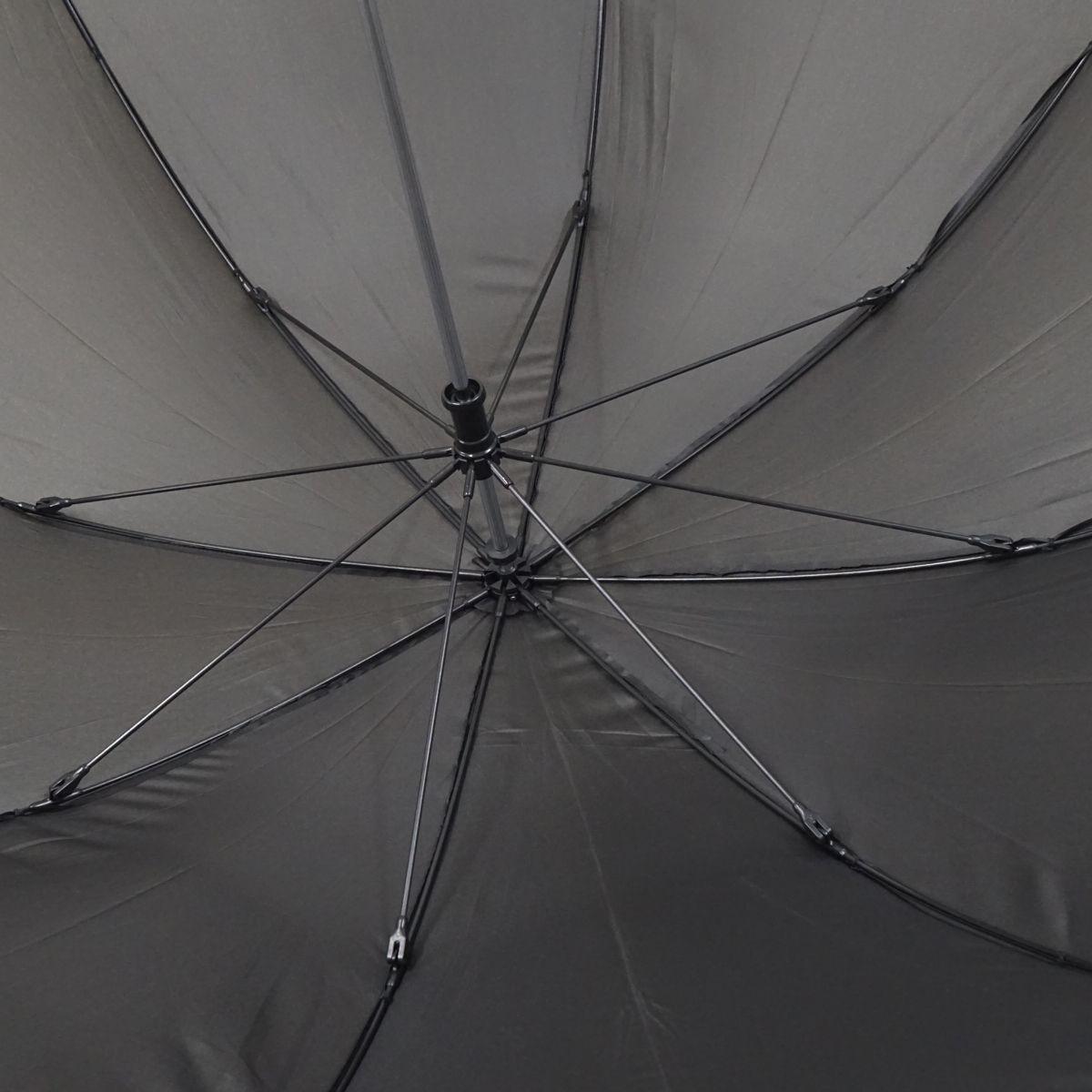 M04 MUJI 無印良品 傘 USED美品 しるしのつけられる傘 ブラック 黒 無地 グラス骨 男女兼用 左利き兼用 60cｍ KR_画像2