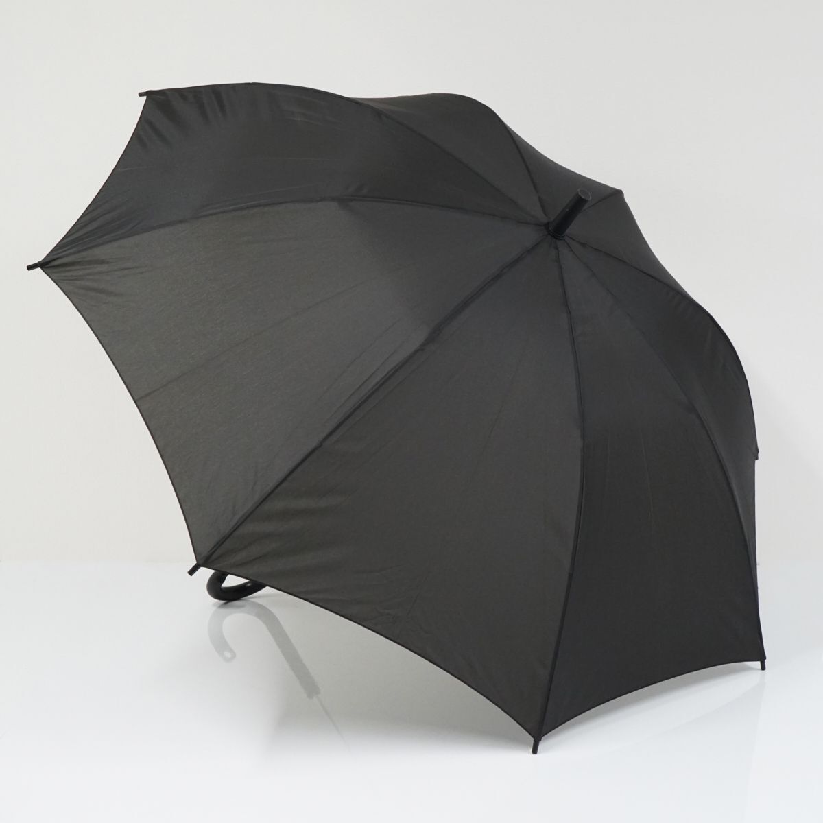 M04 MUJI 無印良品 傘 USED美品 しるしのつけられる傘 ブラック 黒 無地 グラス骨 男女兼用 左利き兼用 60cｍ KR_画像1