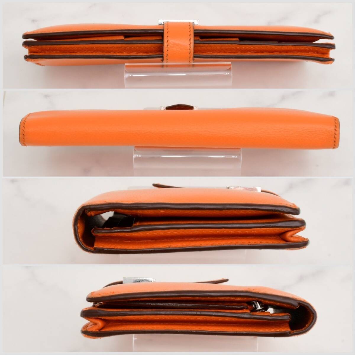 付属品付 エルメス HERMES 長財布 べアン ベアンスフレ マチ付 財布 二つ折り 新型金具 シルバー金具 ウォレット エプソン 革 レザーの画像4