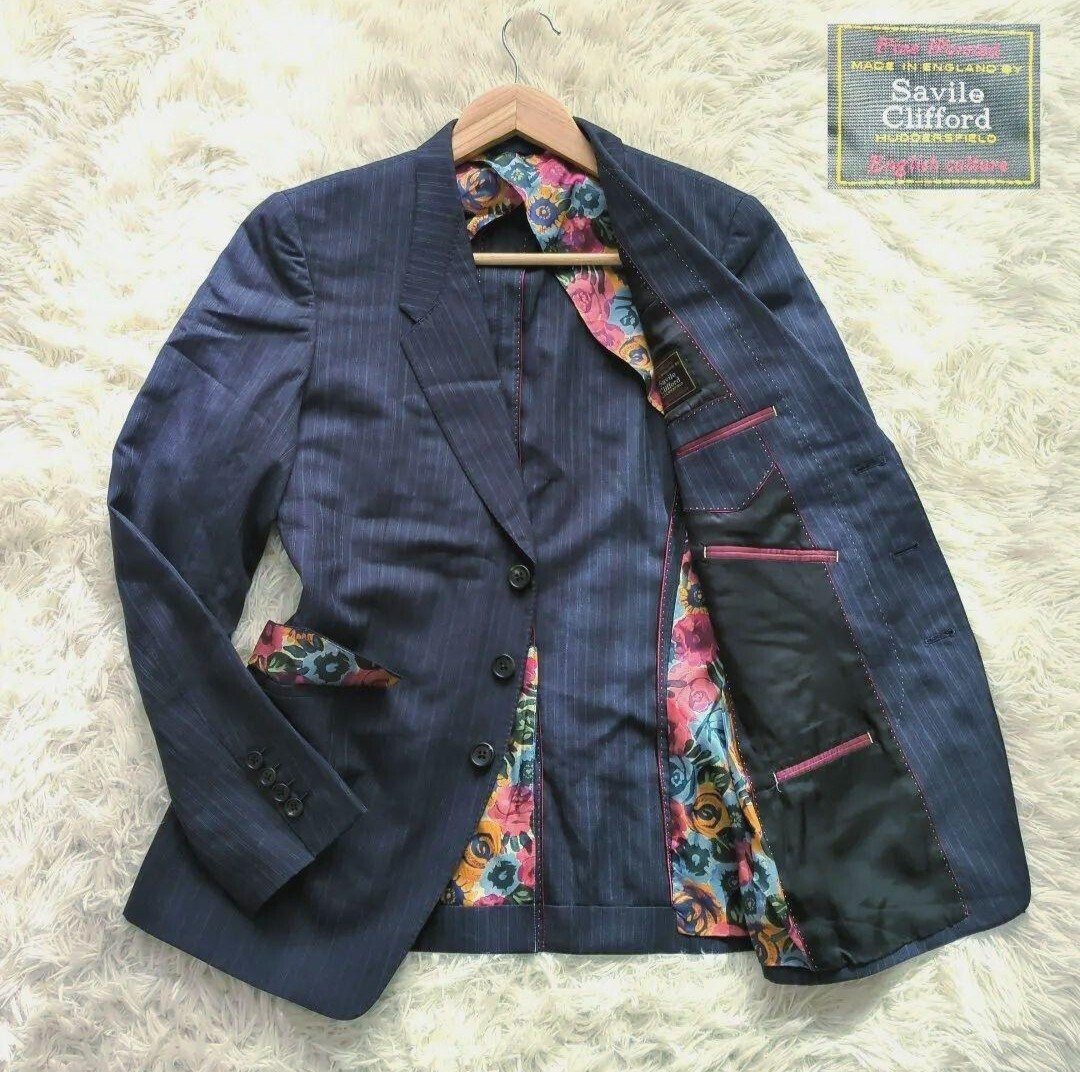 { редкий модель } PaulSmithCOLLECTION Paul Smith sa vi ru Clifford tailored jacket полоса темно-синий 3B подкладка цветочный принт M весна лето 