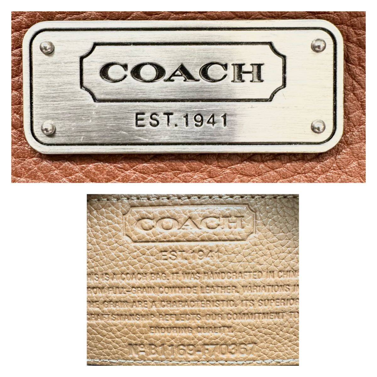 1円 【希少】 コーチ COACH A4収納 メッセンジャーバッグ ショルダー 2way 斜め掛け トート ハンド ビジネス メンズ レザー シボ ブラウンの画像10