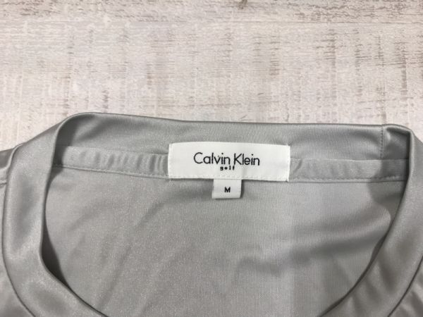 カルバンクライン ゴルフ Calvin Klein GOLF ラグジュアリー スポーツ 光沢 ドライメッシュ ジャージー 半袖Tシャツ メンズ M グレー_画像2