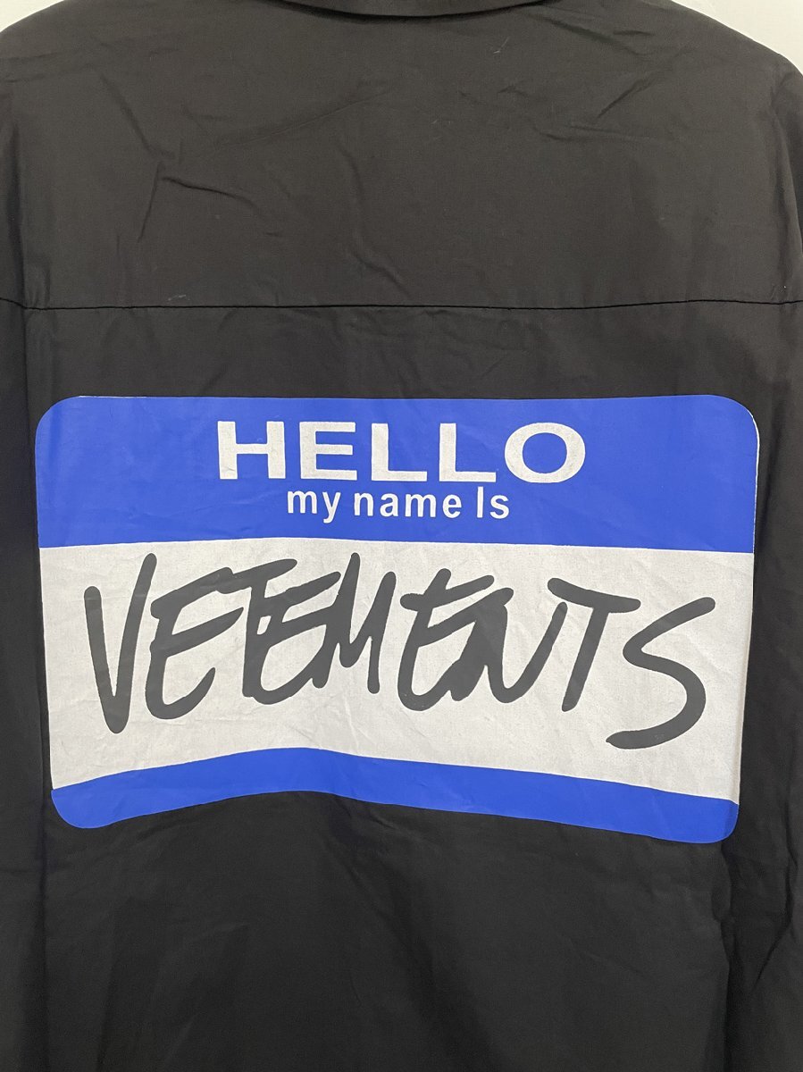 VETEMENTS ヴェトモンMy Name Is シャツ コットンポプリン ブラック中古 希少 Mサイズの画像6