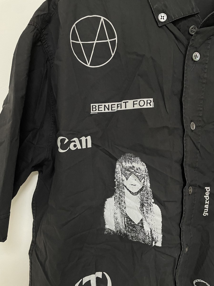 RAF SIMONS ラフシモンズ 03SSCONSUMED GRAPHIC SHIRT ARCHIVE 半袖シャツ 希少 中古 ブラック サイズ：50_画像4