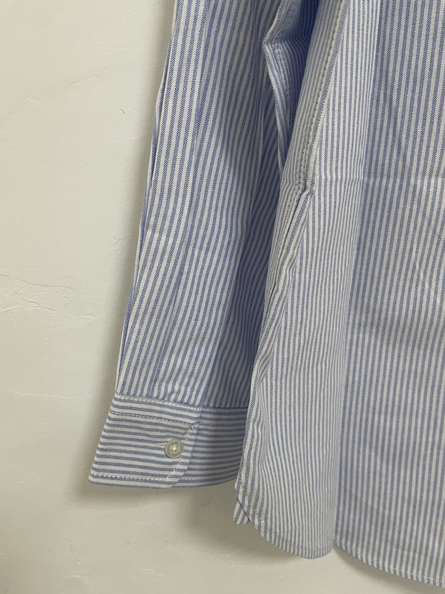 Nanamica ナナミカ nisica Stripe BD Shirt Gray 長袖シャツ ロゴ シャツ 希少 中古 コットン Mサイズ_画像7