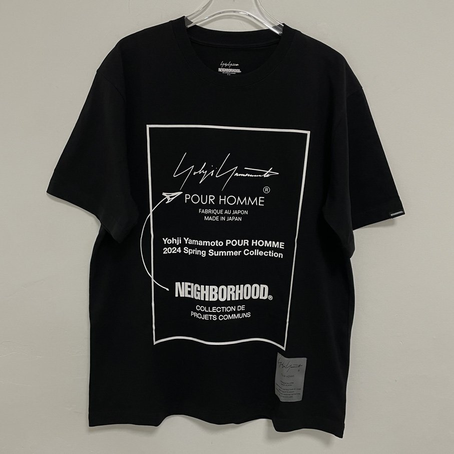Yohji Yamamoto x Neighborhood ネイバーフッド x ヨウジヤマモトTシャツ ブラック／ホワイト コットン 希少 中古 Lサイズの画像1
