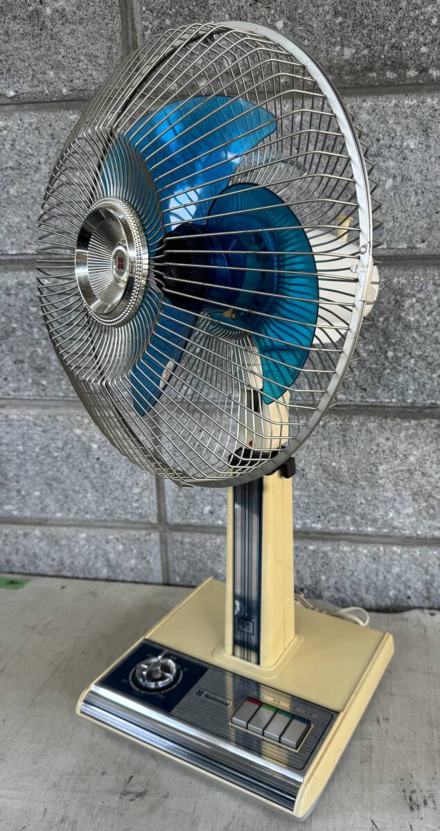  operation goods National National electric fan F-30H1G Showa Retro blue blue color retro 3 sheets wings 30cm box equipped 
