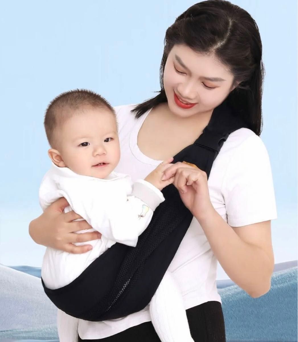 新品　匿名配送　ベビースリング 抱っこ紐 新生児 折り畳み メッシュ ブラック 黒 赤ちゃん　出産　祝い　スリング　
