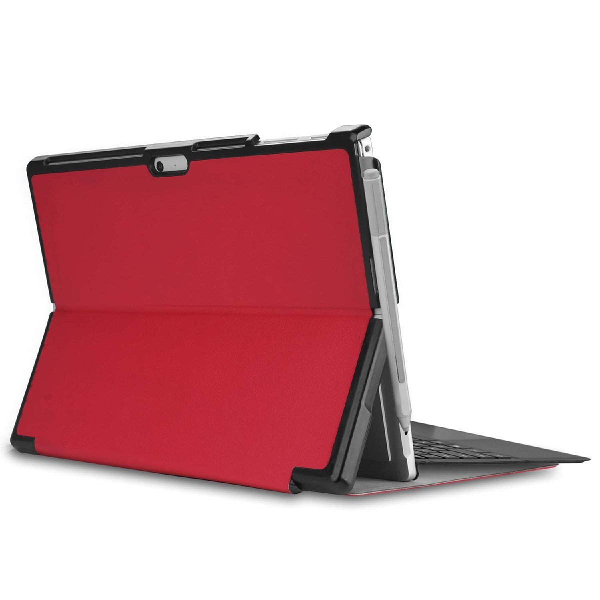 送料無料★ELMK Microsoft SurfacePro7ケース 12.3インチ クリア背面ケース 二つ折スタンド機能(赤)_画像9