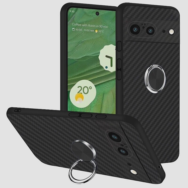 送料無料★Google Pixel8 ケース リング付き TPU ソフト 耐衝撃 車載ホルダー対応 (ブラック)_画像1