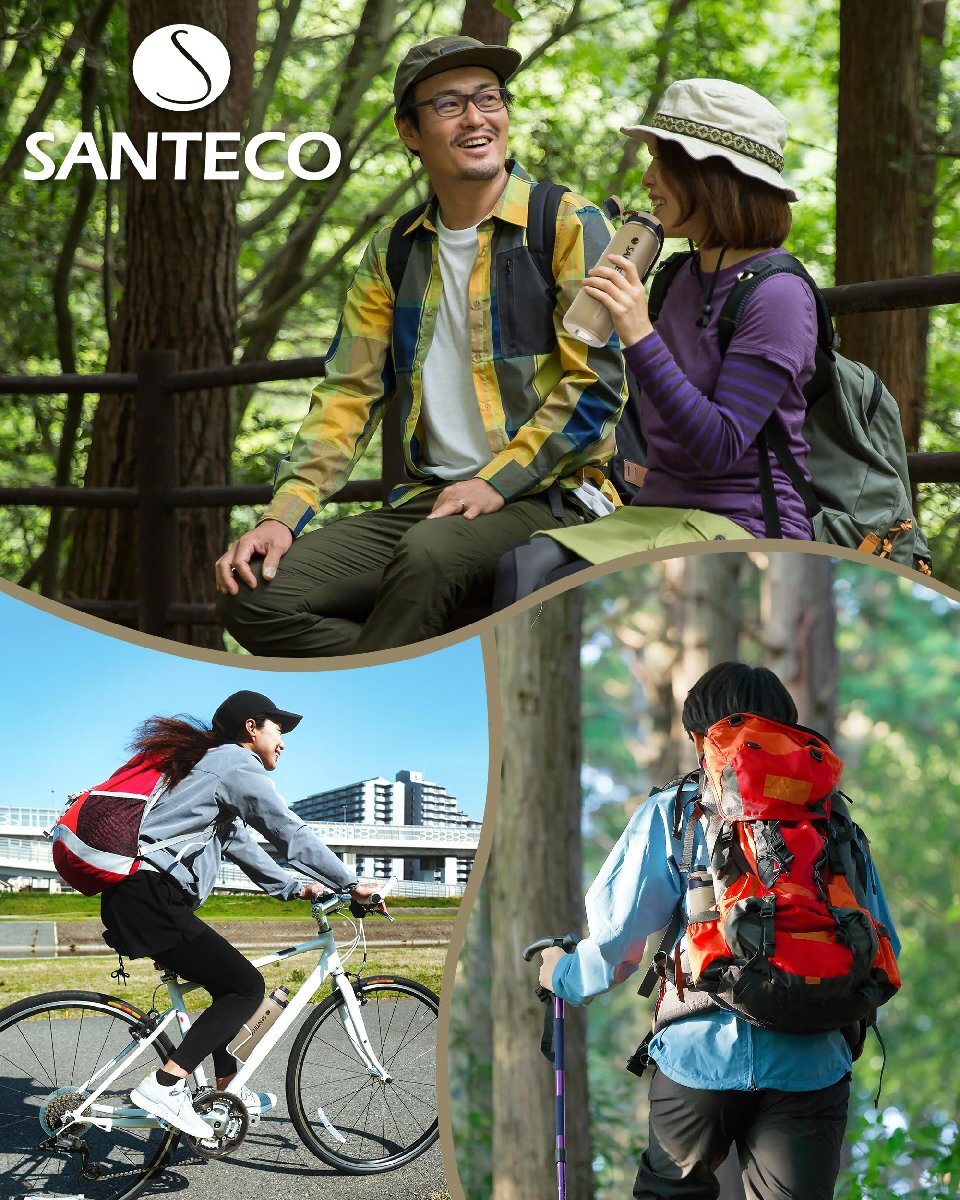 送料無料★SANTECO 水筒 710ml スポーツボトル 保温 保冷 真空断熱 ステンレスボトル ストラップ付 (カーキ)_画像9