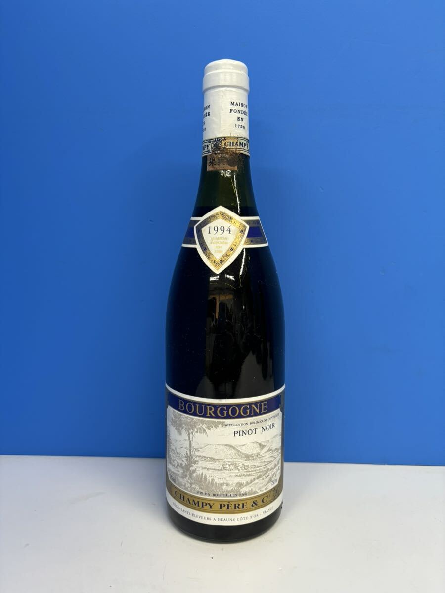 ★【未開栓・保管品】BOURGOGNE PINOT NOIR CHAMPY PERE&CIE 酒 お酒 ワイン フランス 750ml 1994年の画像1