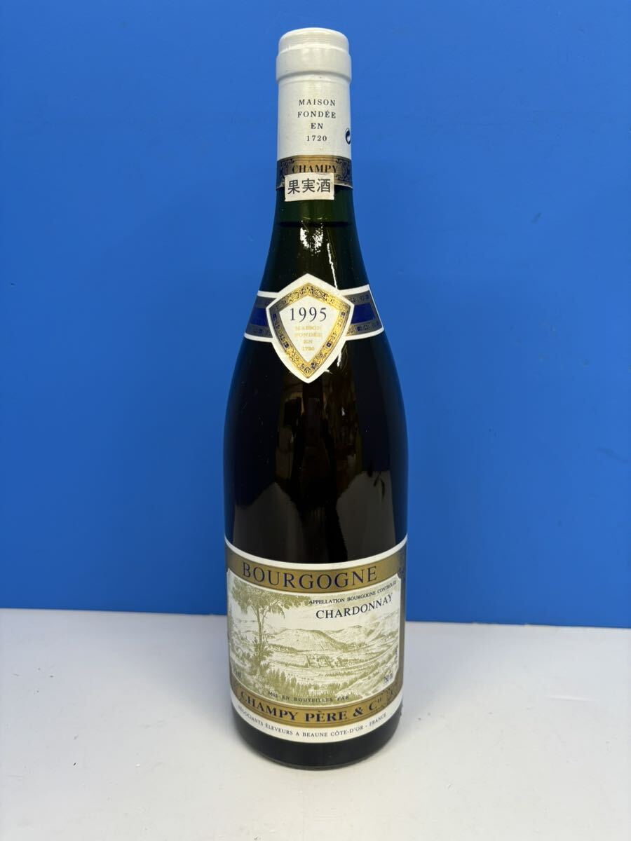 ★【未開栓・保管品】BOURGOGNE CHAMPY CHARDONNAY PERE&CIE 酒 お酒 ワイン フランス 750ml 1995年の画像1