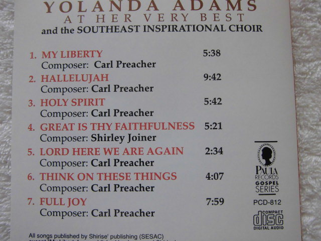 Yolanda Adams / At Her Very Best / PCD-812 / コンテンポラリーゴスペル良盤 / ＣＤ-ＬＰ５点以上で送料無料_画像2