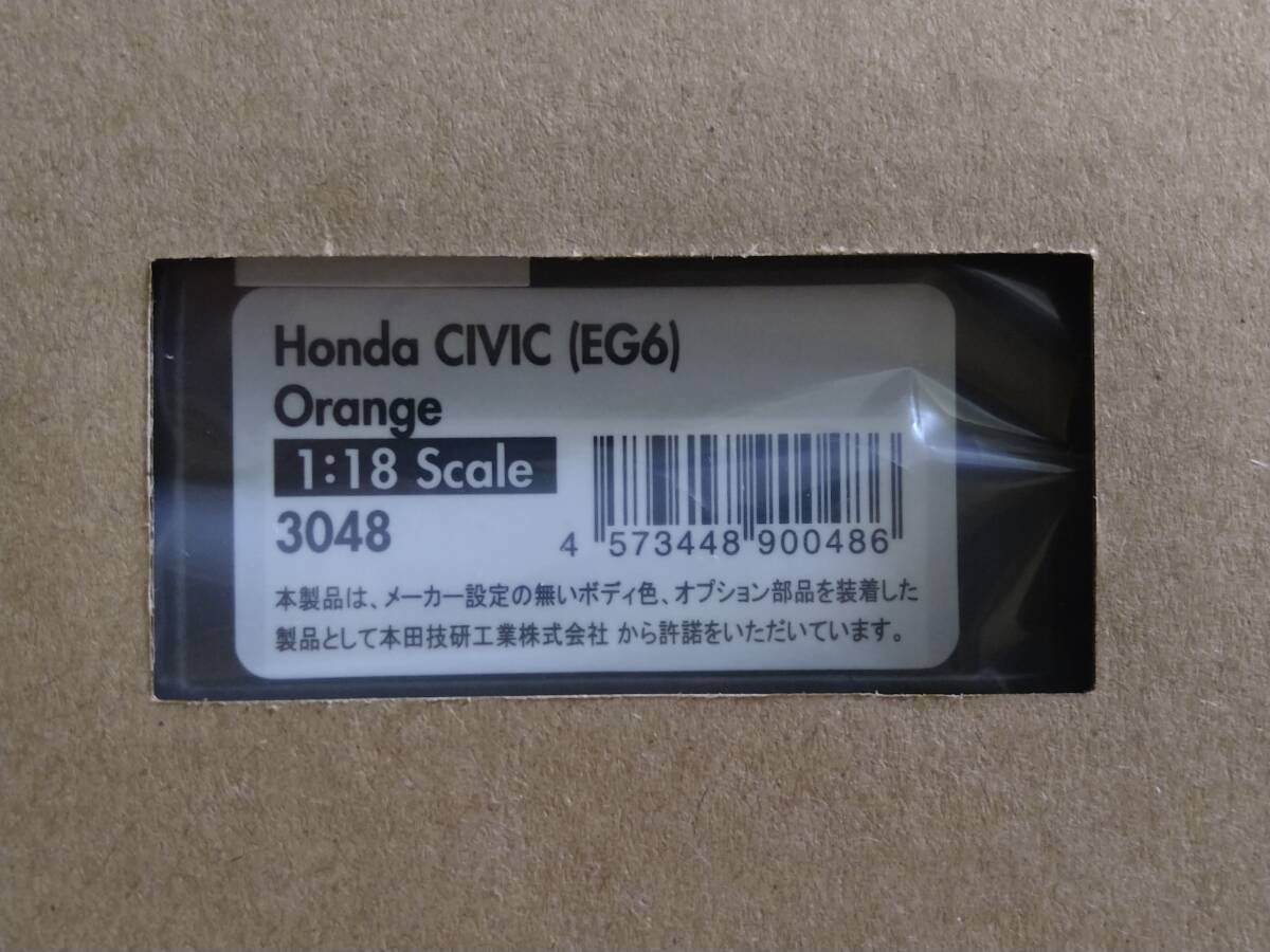 イグニッションモデル 1/18 Honda CIVIC EG6 Orange ZERO FIGHTER [Model Car]；ignition model IG3048 ホンダ シビック VTEC WEB限定 新品の画像5