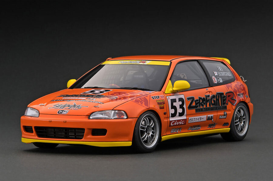 イグニッションモデル 1/18 Honda CIVIC EG6 Orange ZERO FIGHTER [Model Car]；ignition model IG3048 ホンダ シビック VTEC WEB限定 新品の画像1