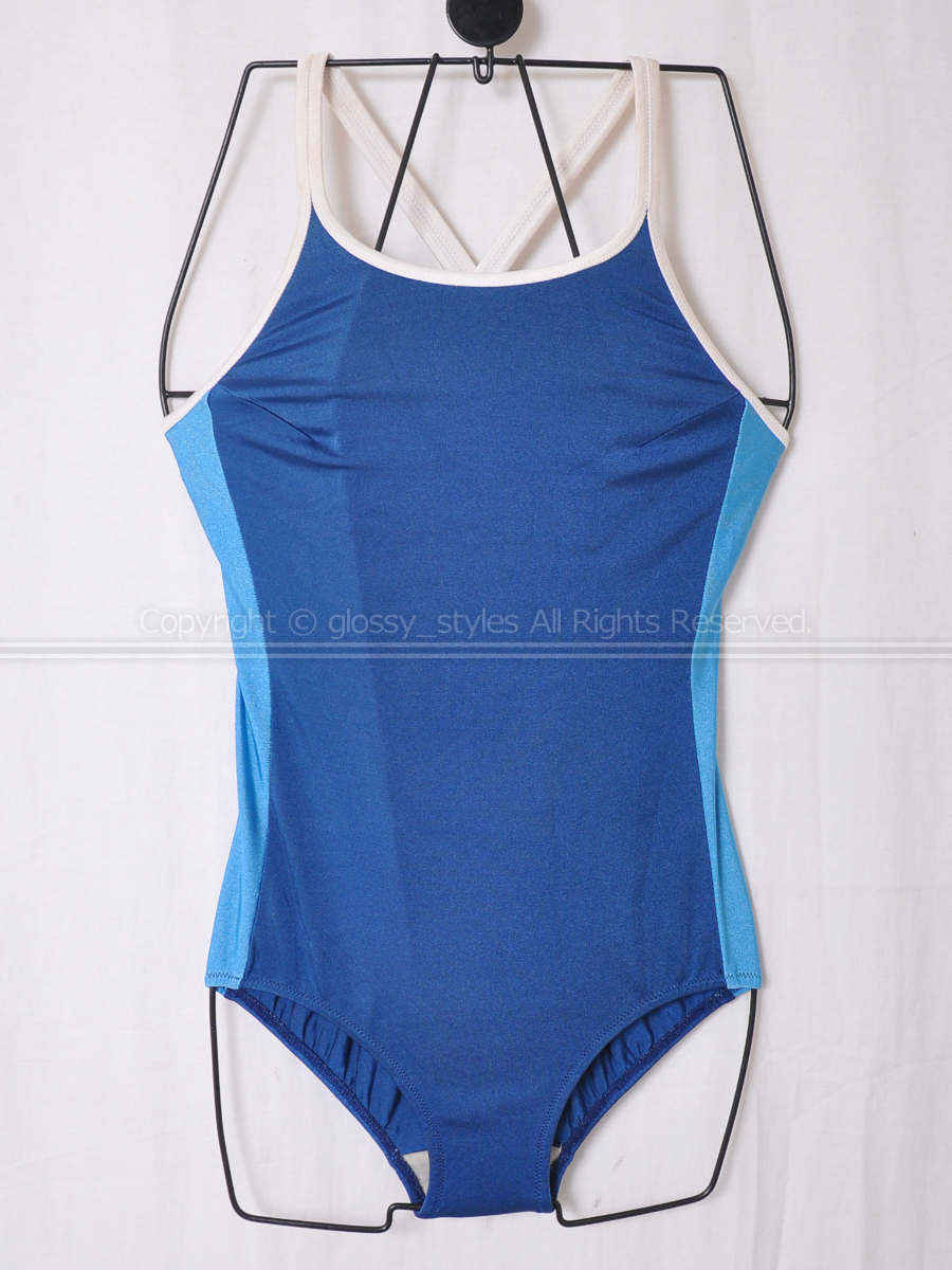 K1898-36■スコッチ商会 女子スイミングスポーツ水着 ネイビー×ブルー Lの画像1
